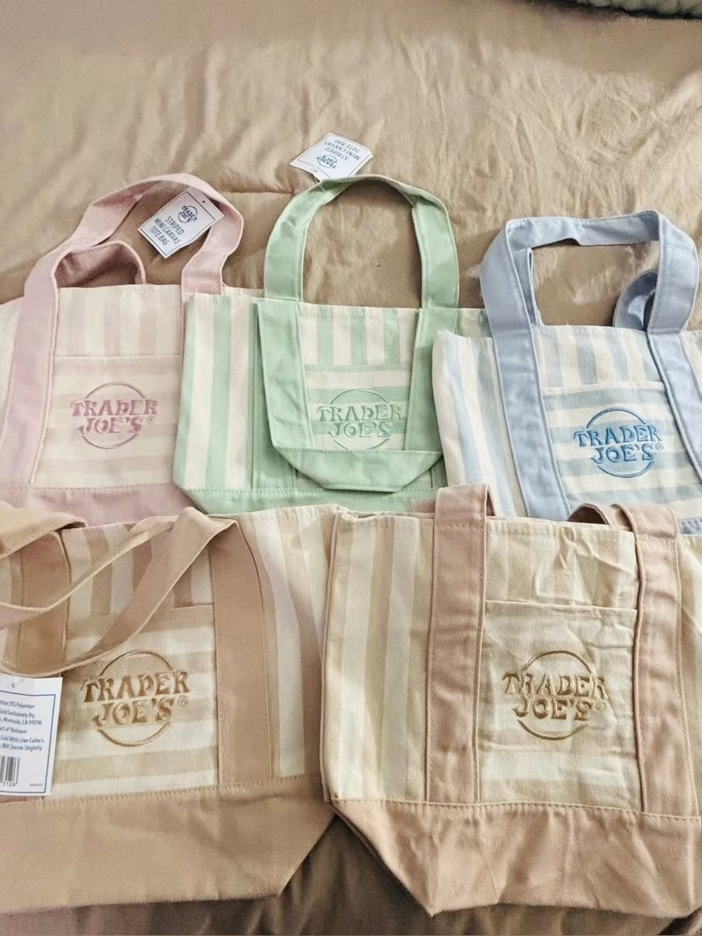 3 LEFT- Trader Joe Summer 2026 NWT limited edition striped Mini Canvas Tote